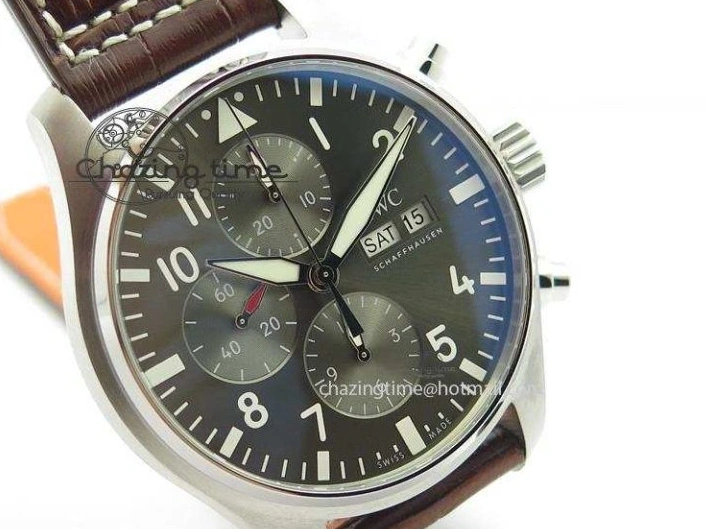 MIROTIME 0113 Youthful 2016 Pilot Chrono SS IW377719 ZF Best Edition On Brown Leather Strap A 7291